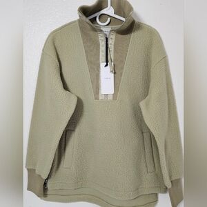 Varley Wallace Half Zip Sherpa Pullover Sweater Elm Green Size Small